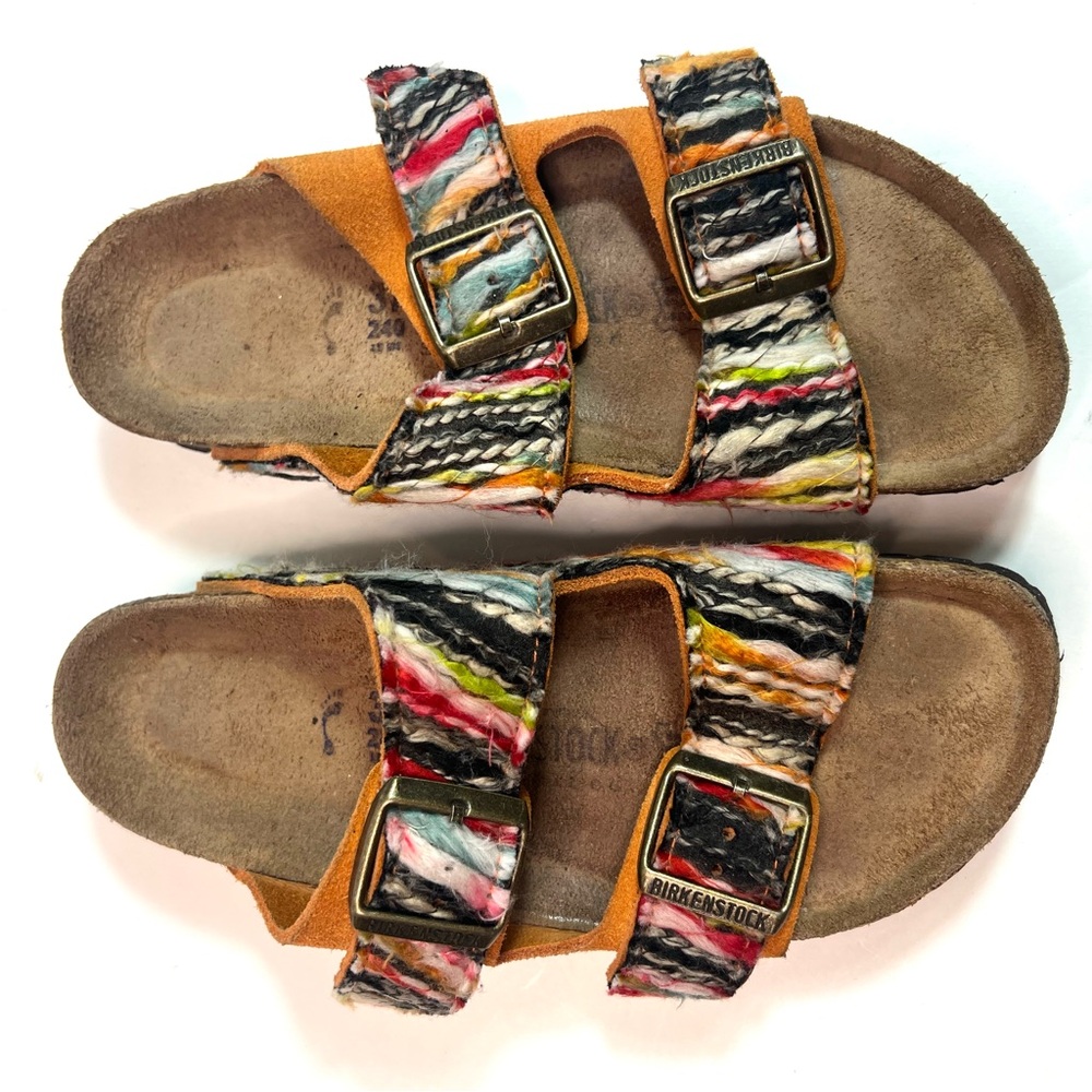 RARE Birkenstock Multicolored Yarn Arizona Sandals Size EU 37 - Picture 4 of 16